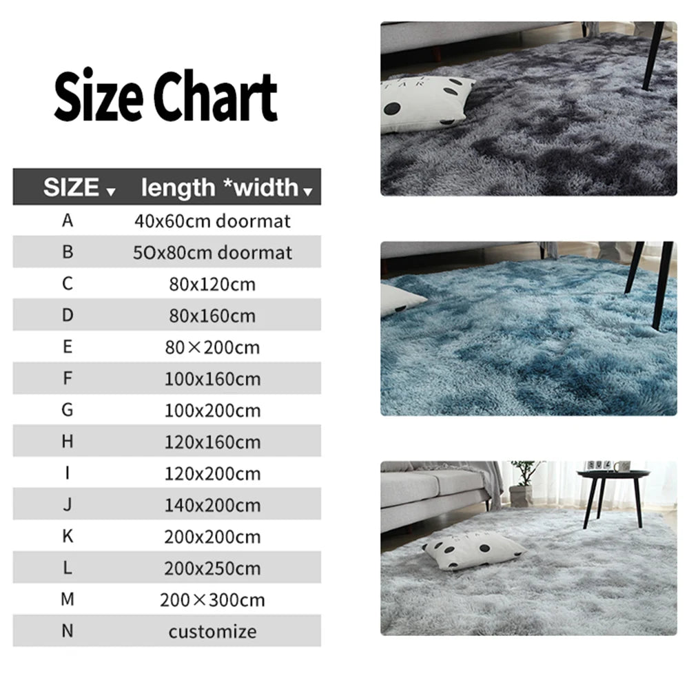 Gray Carpet for Living Room Plush Rug Bed Room Floor Fluffy Mats