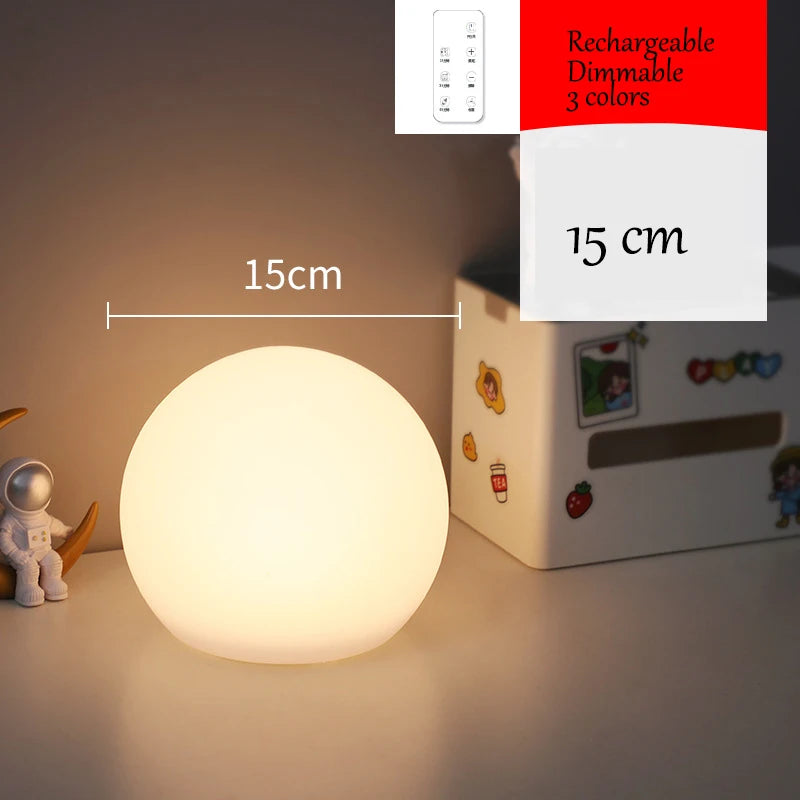 Ball Lamp Luminous Globe Light 3 Colors Dimmable USB Rechargebale Lighting Fixtures for Home