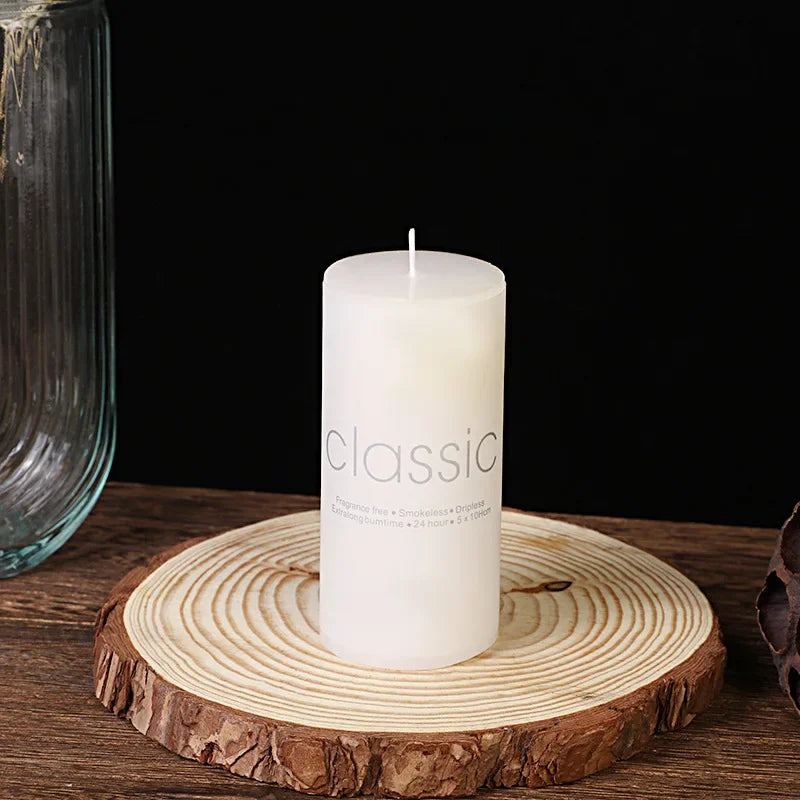 Classic European Ivory White Large Cylinder Candle