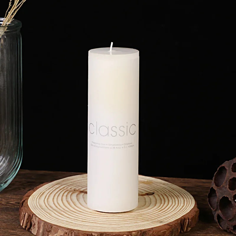 Classic European Ivory White Large Cylinder Candle