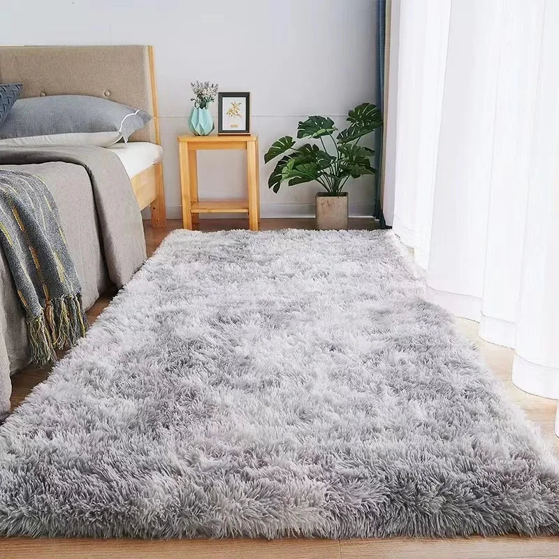 Gray Carpet for Living Room Plush Rug Bed Room Floor Fluffy Mats