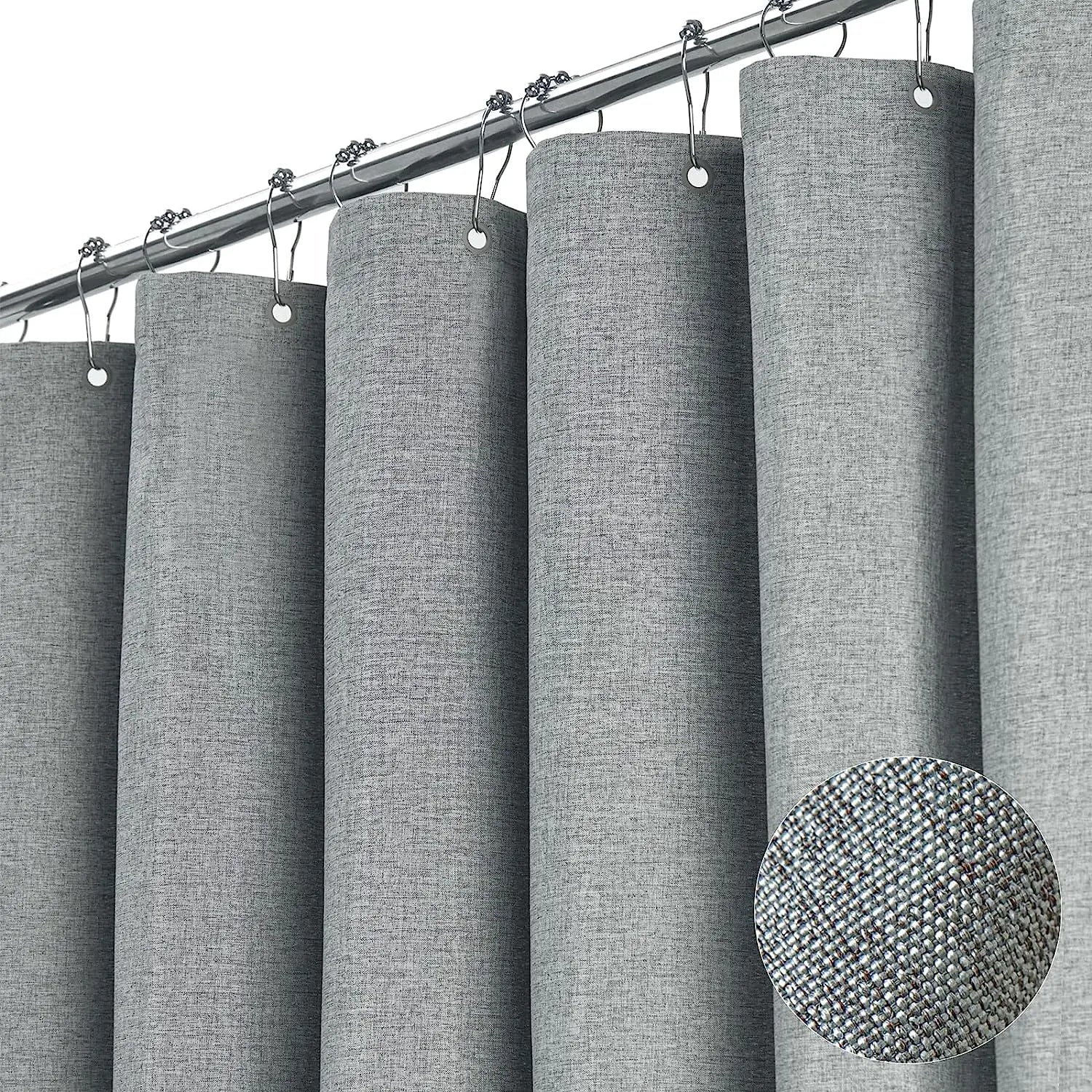 Shower Curtain with Silver Metal Hooks Bathroom Waterproof