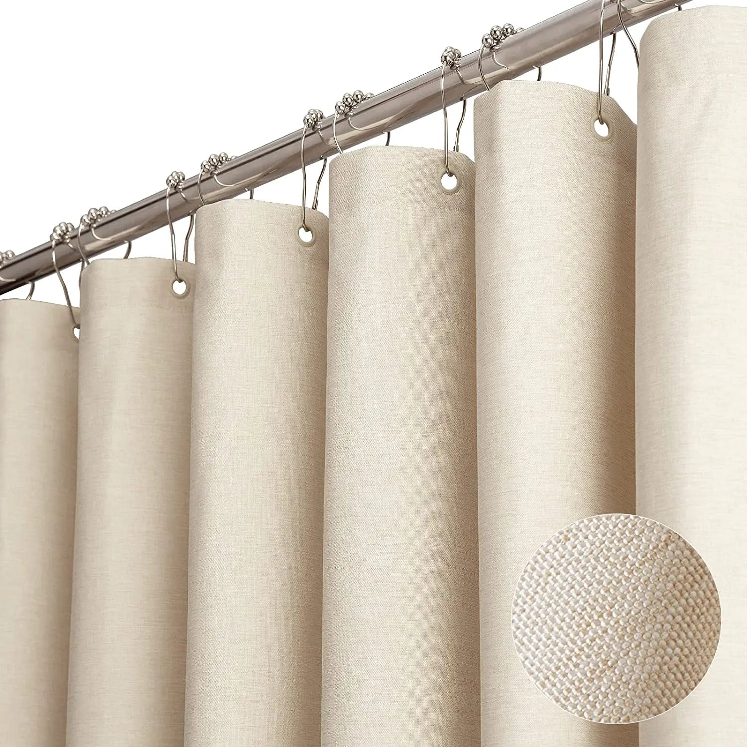 Shower Curtain with Silver Metal Hooks Bathroom Waterproof