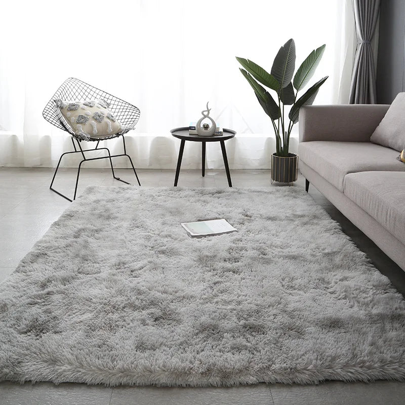 Gray Carpet for Living Room Plush Rug Bed Room Floor Fluffy Mats