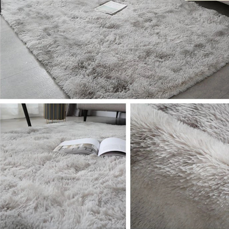 Gray Carpet for Living Room Plush Rug Bed Room Floor Fluffy Mats