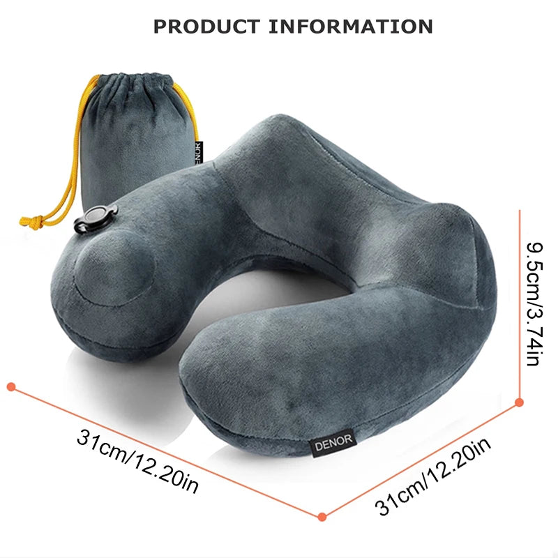 Travel Inflatable Pillow Soft Neck Support Lightweight Ergonomic