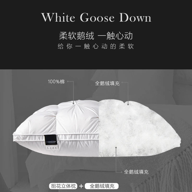 White Goose Feather Pillow Core Five-star Hotel Cotton