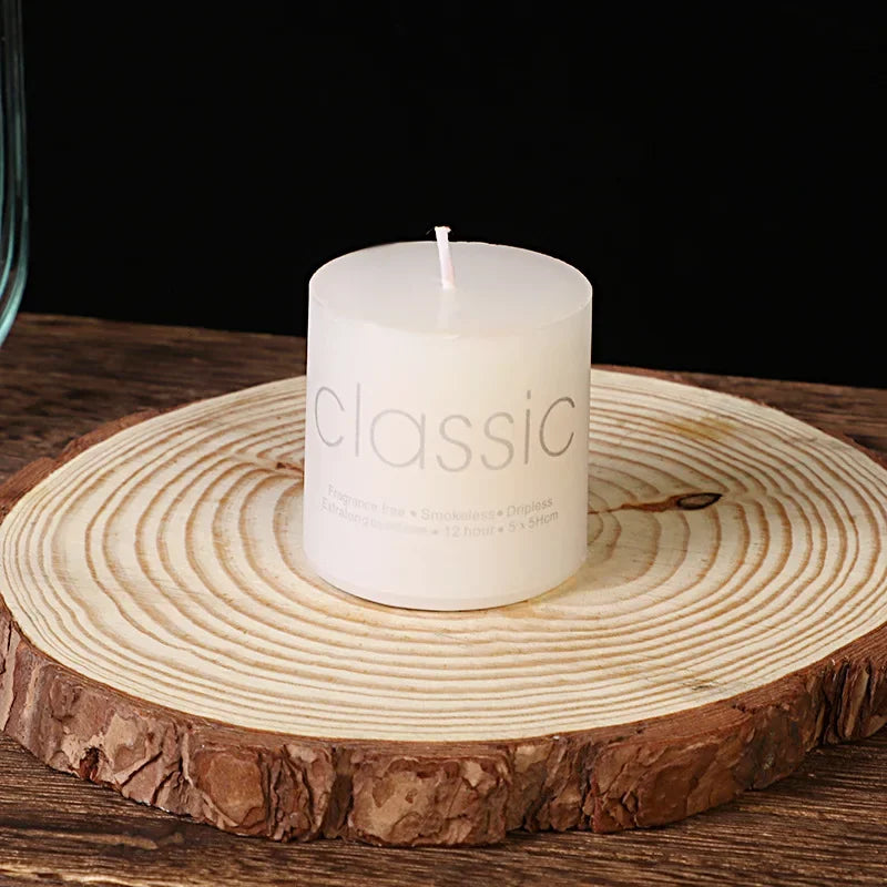 Classic European Ivory White Large Cylinder Candle