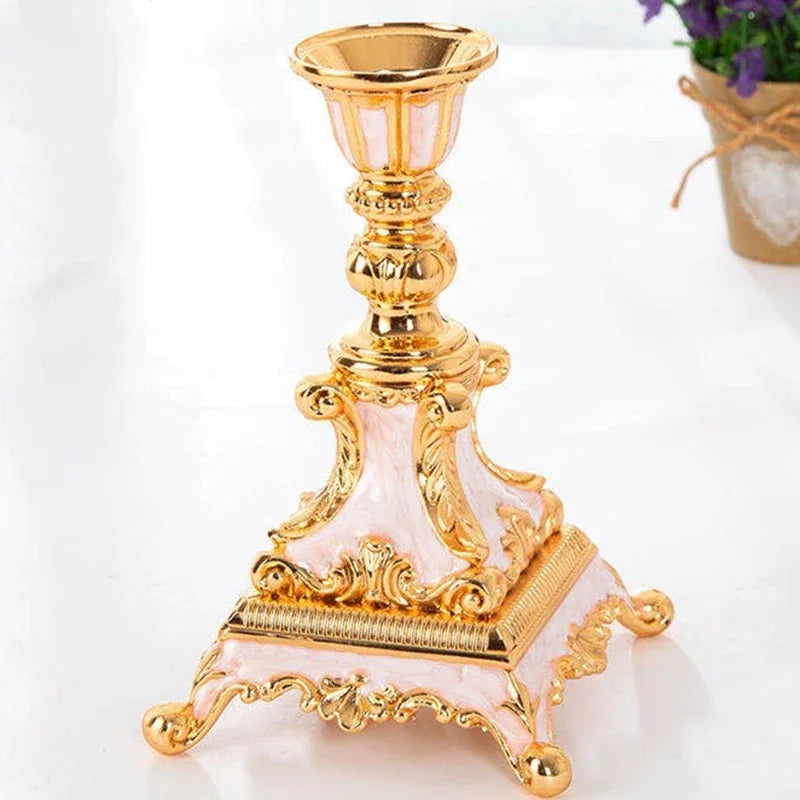 European Style Gold Candlestick Alloy Dinner Wedding Hotel ingle