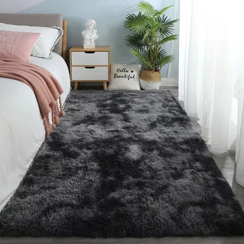 Gray Carpet for Living Room Plush Rug Bed Room Floor Fluffy Mats